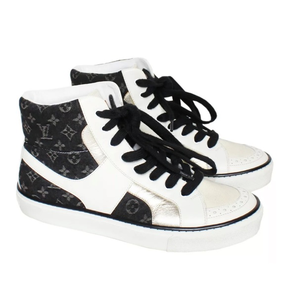 Louis Vuitton Shoes - Authentic Louis Vuitton Women’s Black Denim Monogram Hi-Top Sneakers 35.5 / 5 US